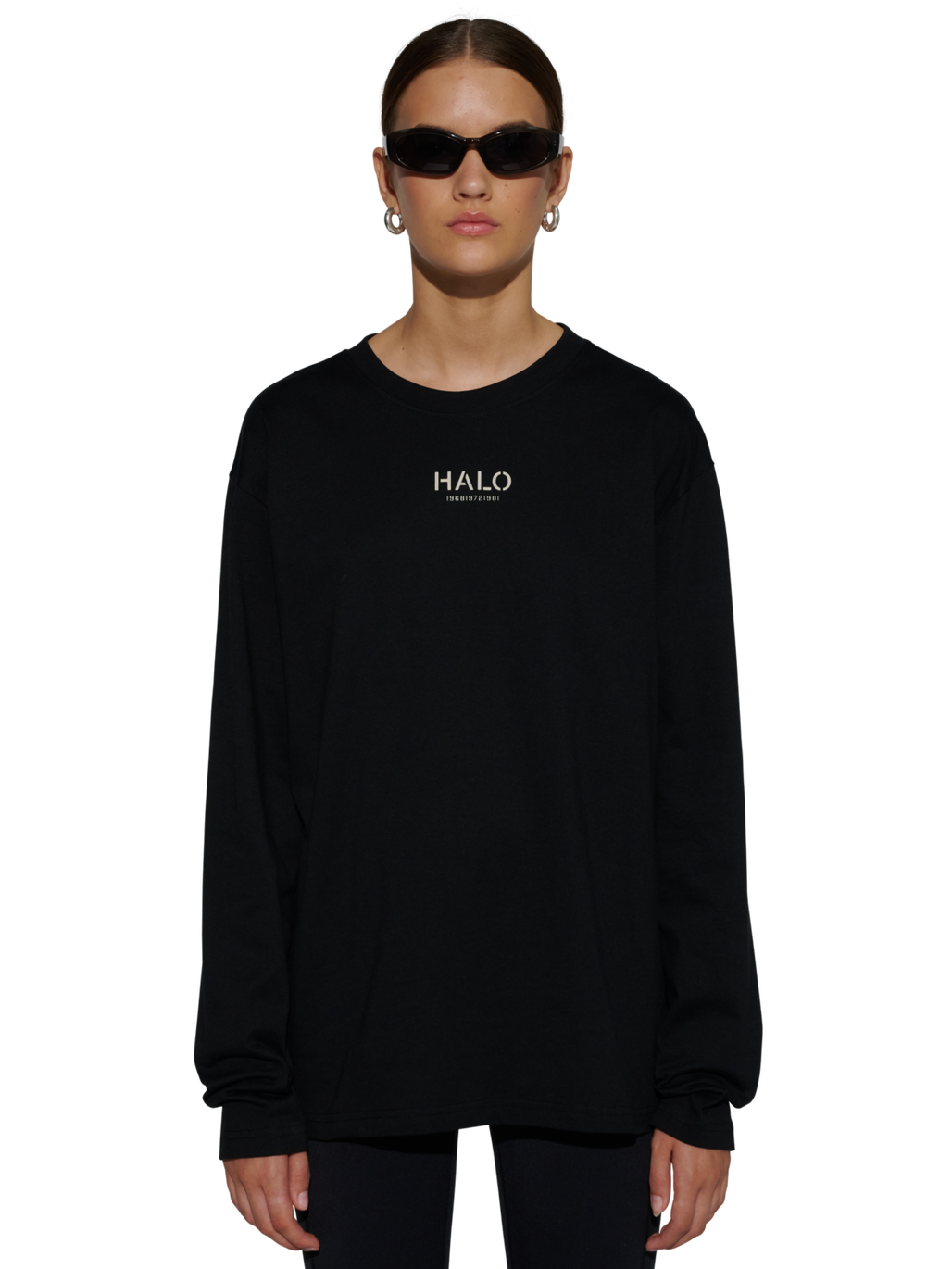 HALO GRAPHIC L/S T-SHIRT 01, BLACK, model