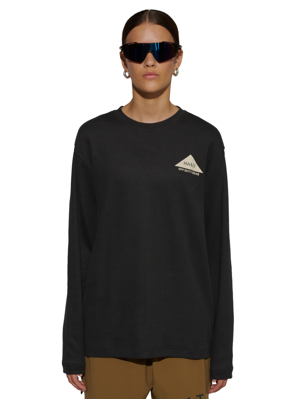 HALO GEAR WAFFLE L/S T-SHIRT, RAVEN/RAVEN, model