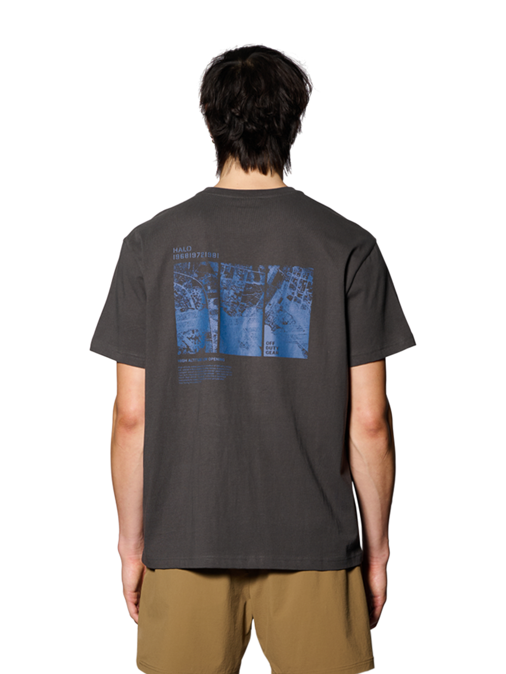 HALO MAP T-SHIRT, RAVEN, model
