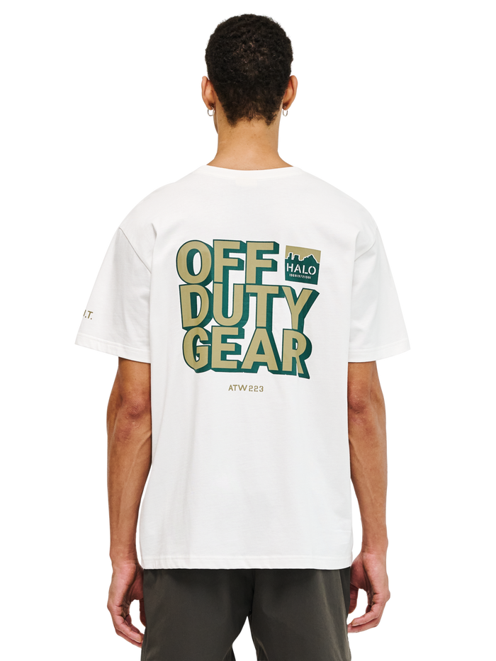 HALO GRAPHIC T-SHIRT, MARSHMALLOW/BOTANICALGARDEN/BG, model