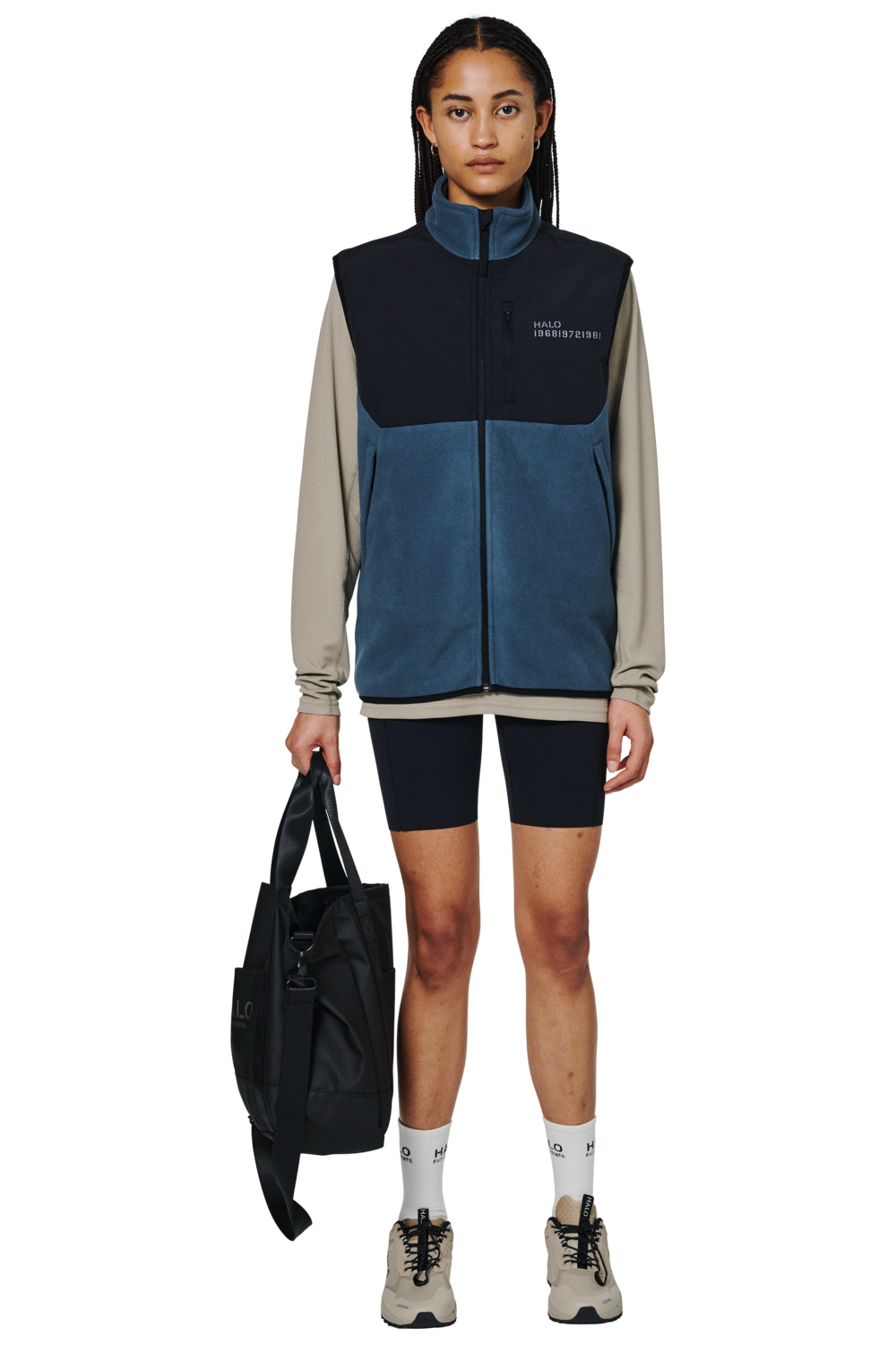 HALO BLOCKED FLEECE VEST, DARK SLATE, packshot