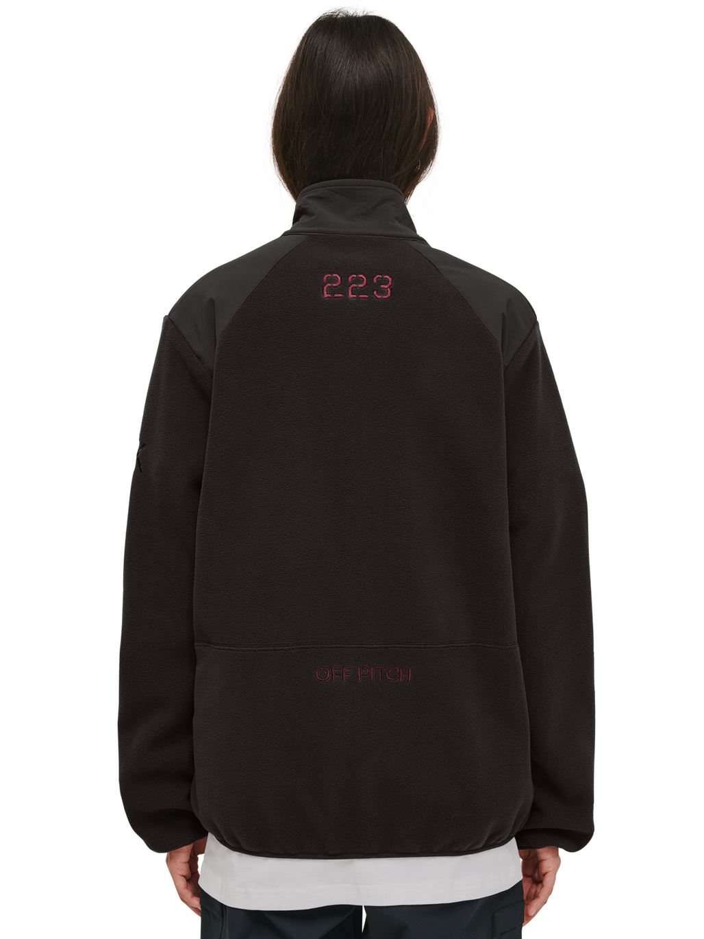 HALO DBU PANELED FLEECE JACKET, RAVEN, model