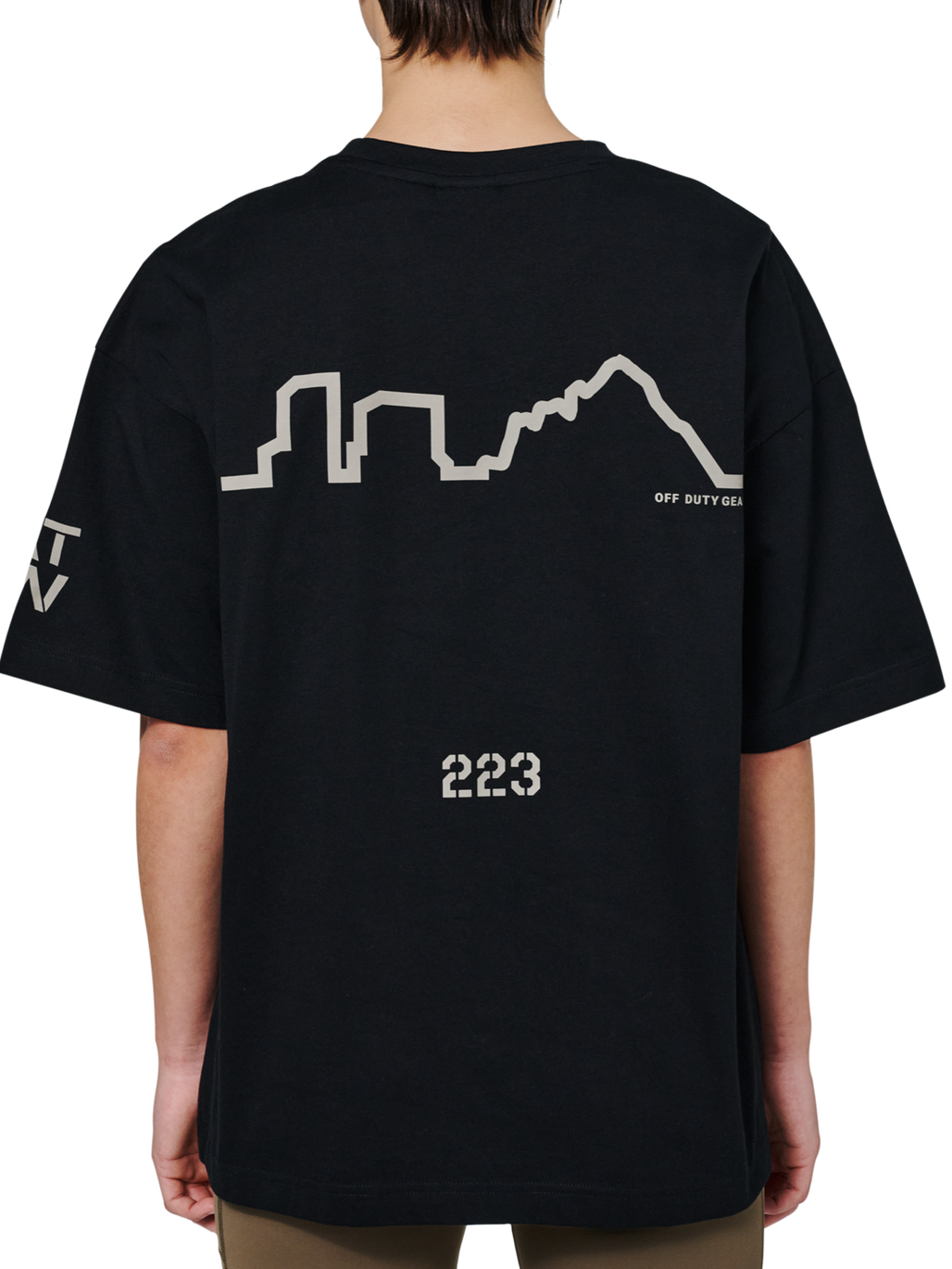 HALO GRAPHIC BOXY T-SHIRT, BLACK/SENECA ROCK, model