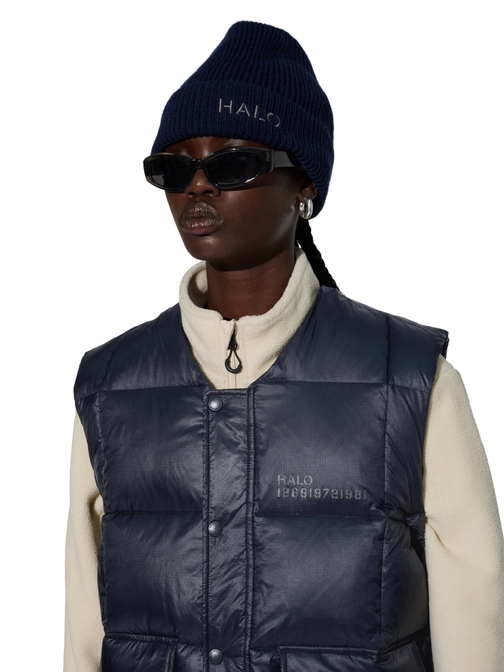 HALO TROOPER DOWN VEST, BLACK, model