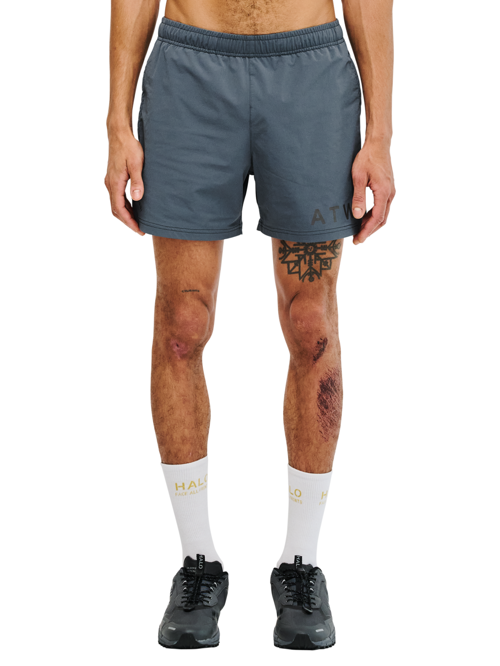 HALO SHORTS, DARK SLATE, model