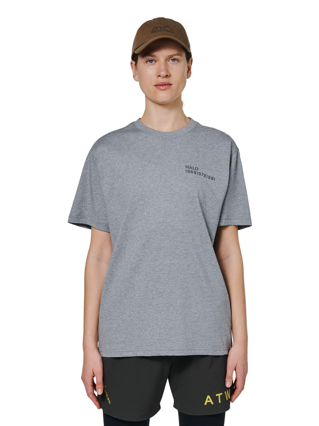 HALO ESSENTIAL T-SHIRT, GREY MELANGE/GREY MELANGE, model