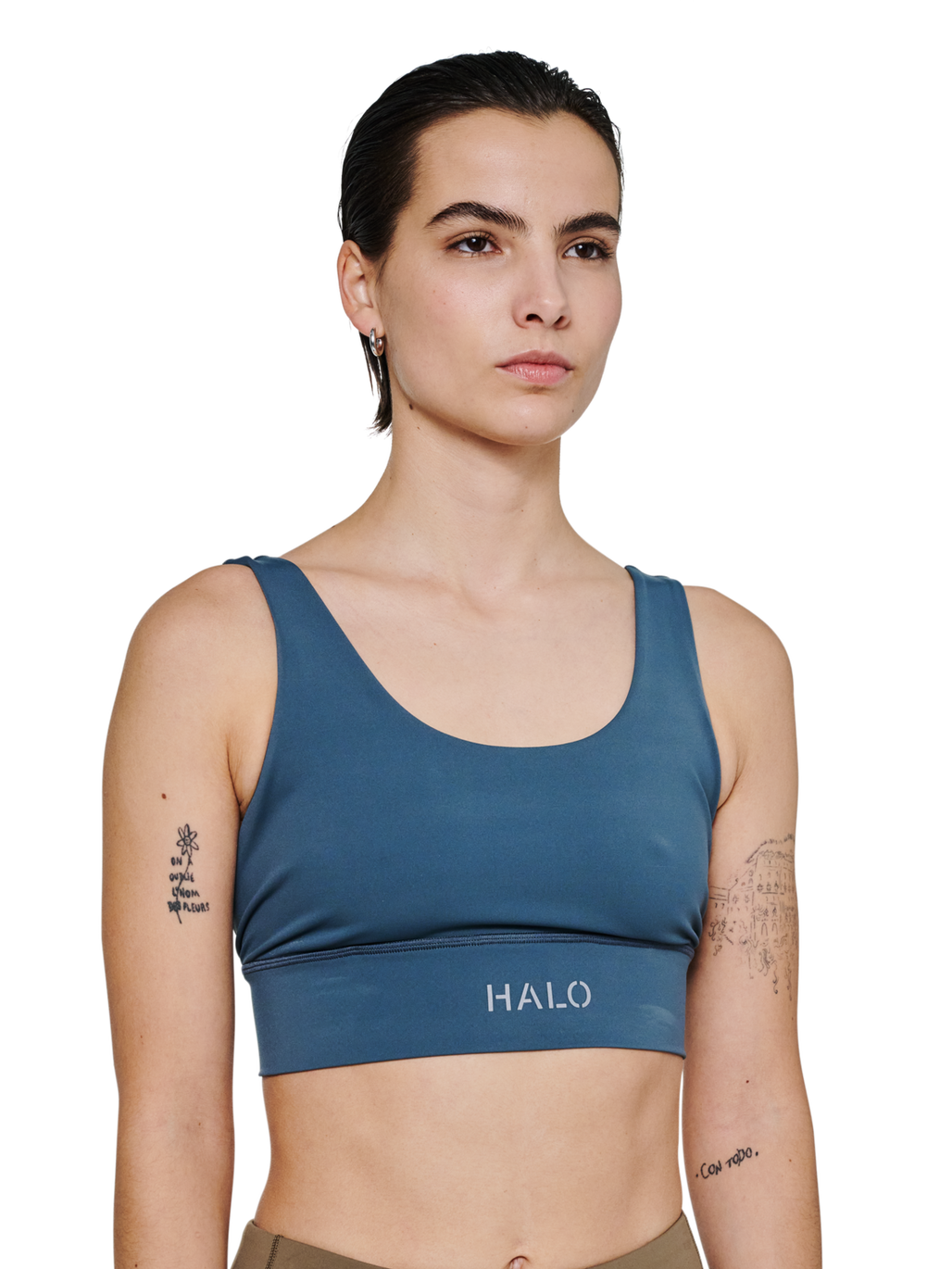 HALO WOMEN TRAINING BRA, DARK SLATE, model