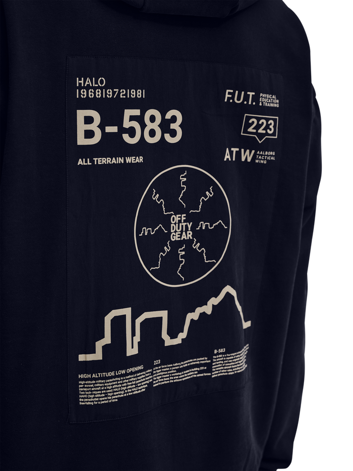 HALO GRAPHIC HOODIES, DEEP WELL, model