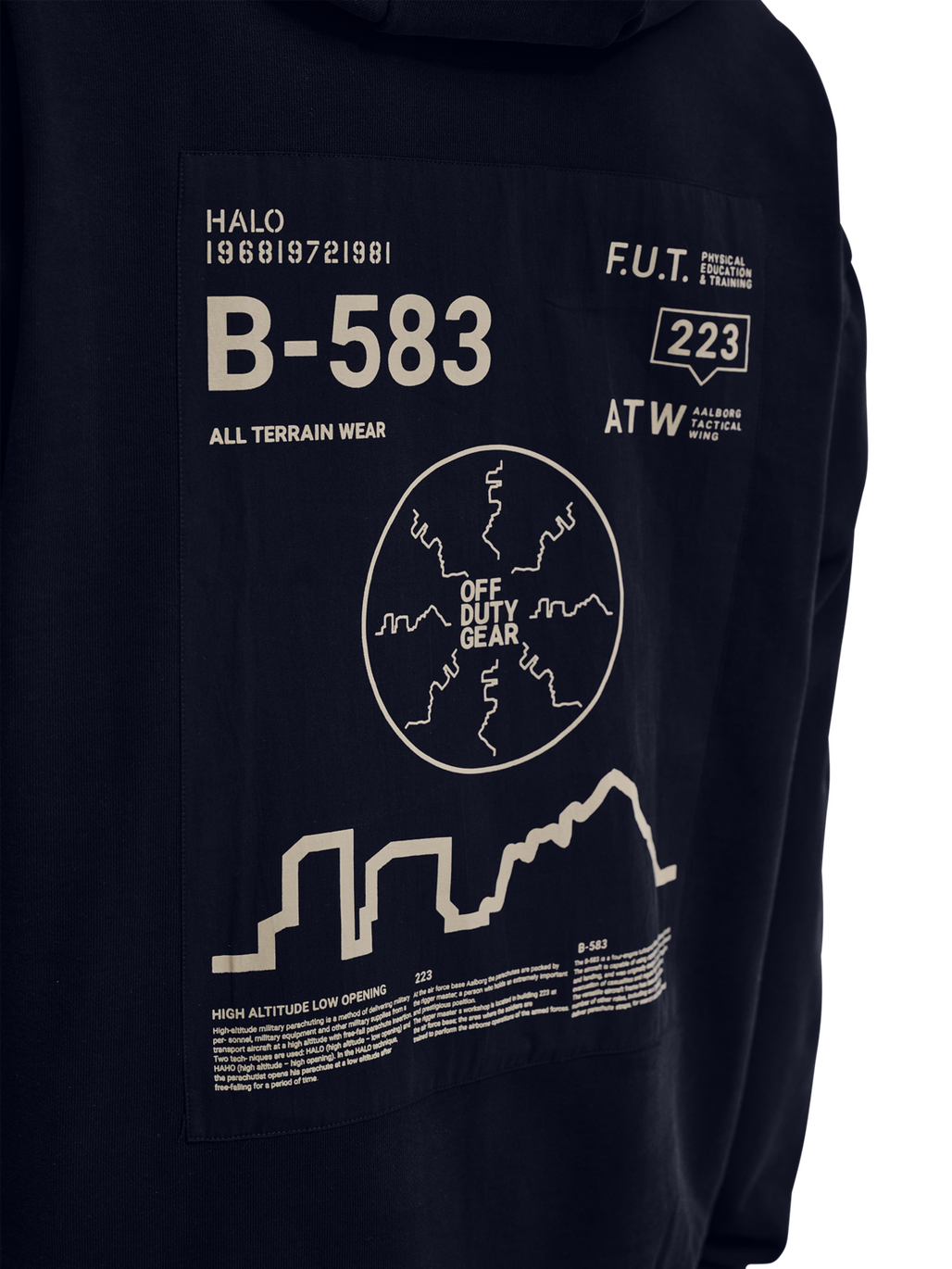 HALO GRAPHIC HOODIES, DEEP WELL, model