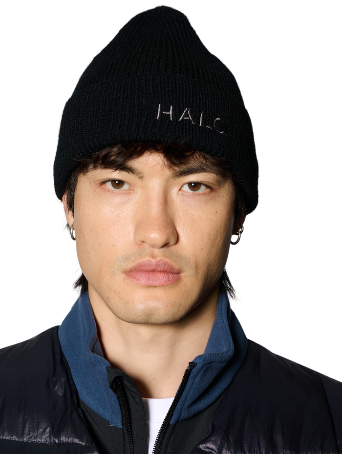 HALO WOOL MIX BEANIE, BLACK, model