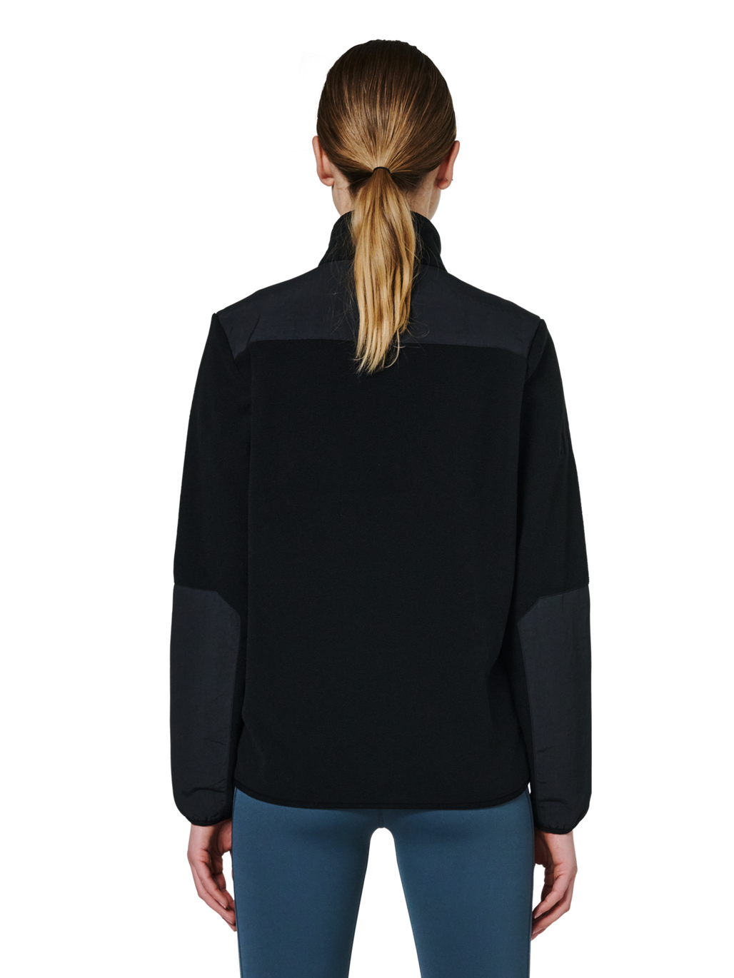 HALO BLOCKED ZIP FLEECE, BLACK, model