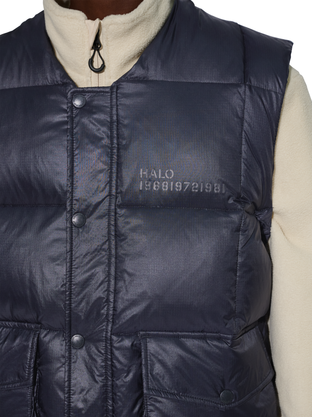 HALO TROOPER DOWN VEST, BLACK, model