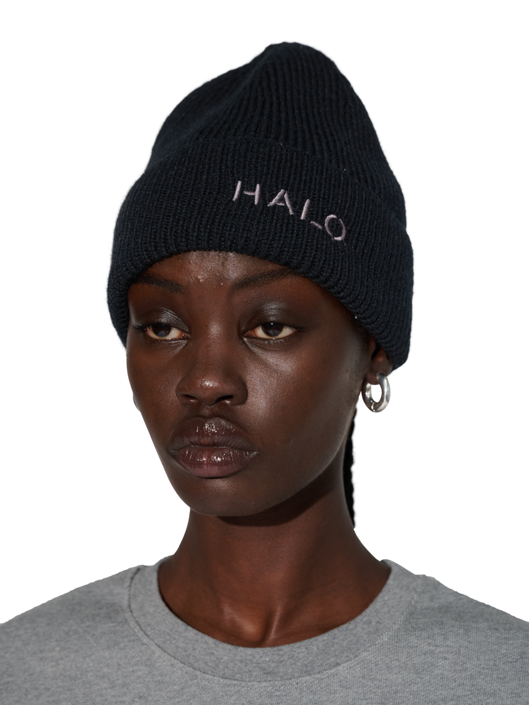 HALO WOOL MIX BEANIE, BLACK, model