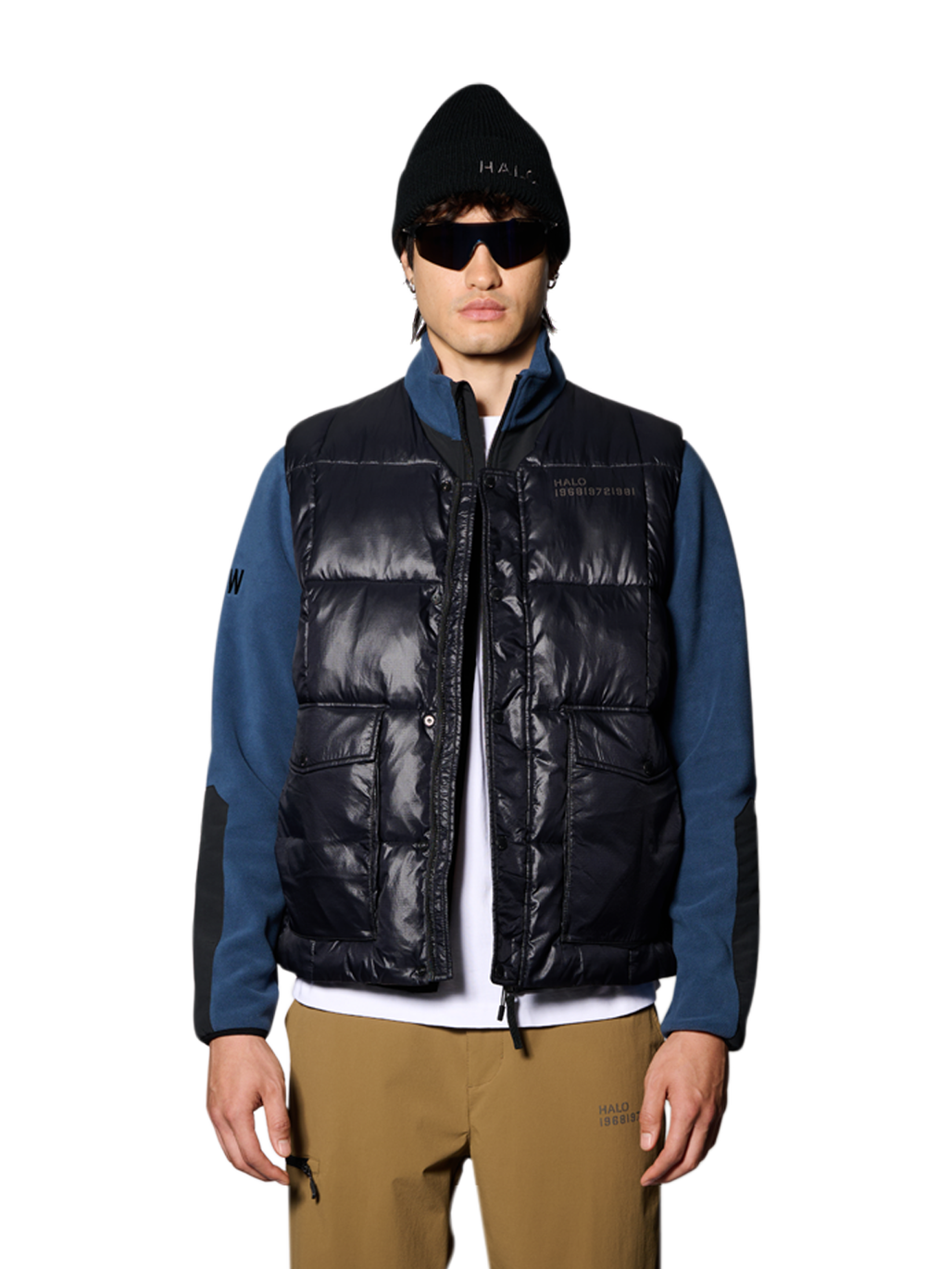 HALO TROOPER DOWN VEST, BLACK, model