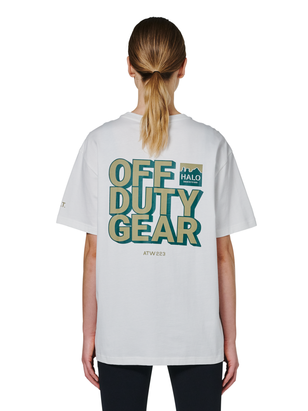 HALO GRAPHIC T-SHIRT, MARSHMALLOW/BOTANICALGARDEN/BG, model