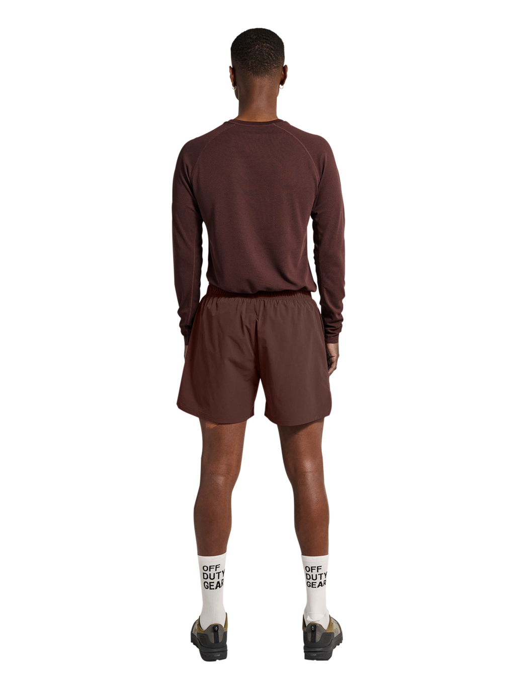 HALO SHORTS, BITTER CHOCOLATE, model