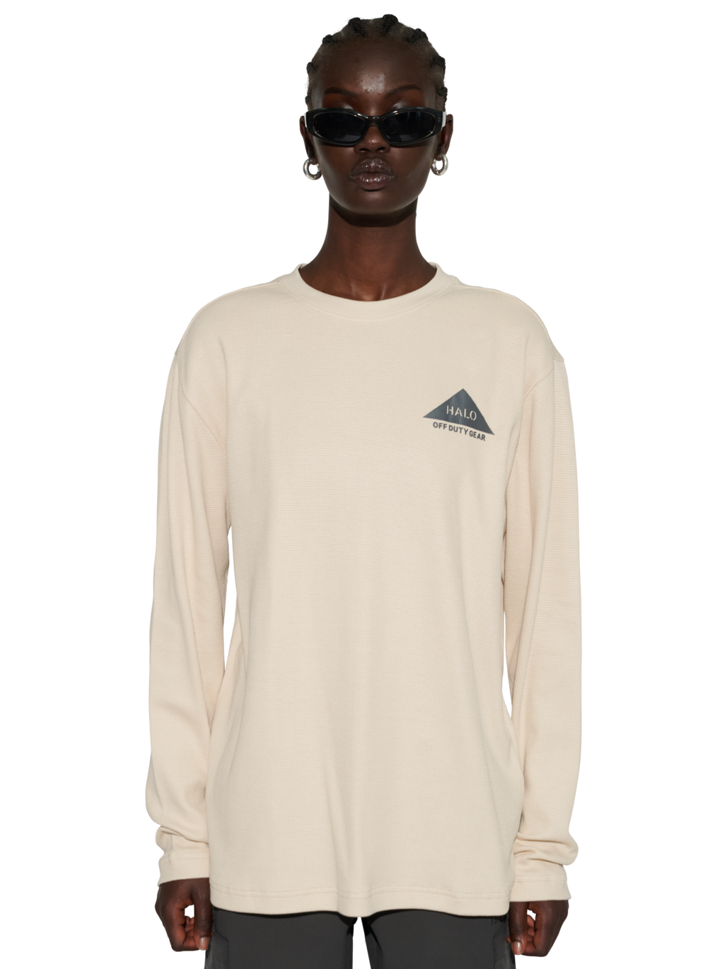 HALO GEAR WAFFLE L/S T-SHIRT, OYSTER GRAY/OYSTER GRAY, model