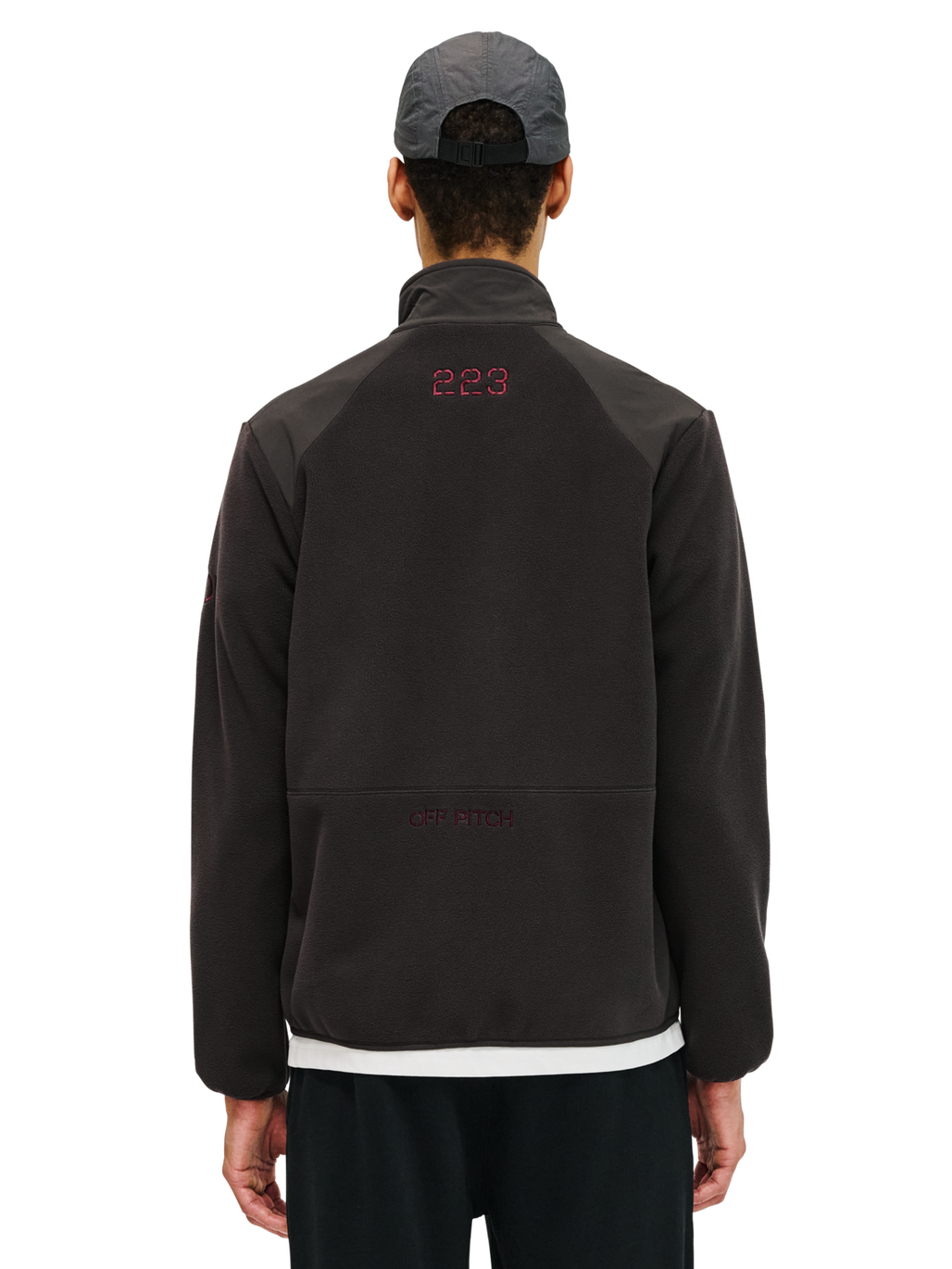 HALO DBU PANELED FLEECE JACKET, RAVEN, model