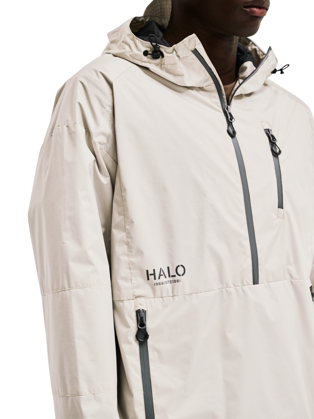 HALO DEFENSE ANORAK, SILVER LINING, model