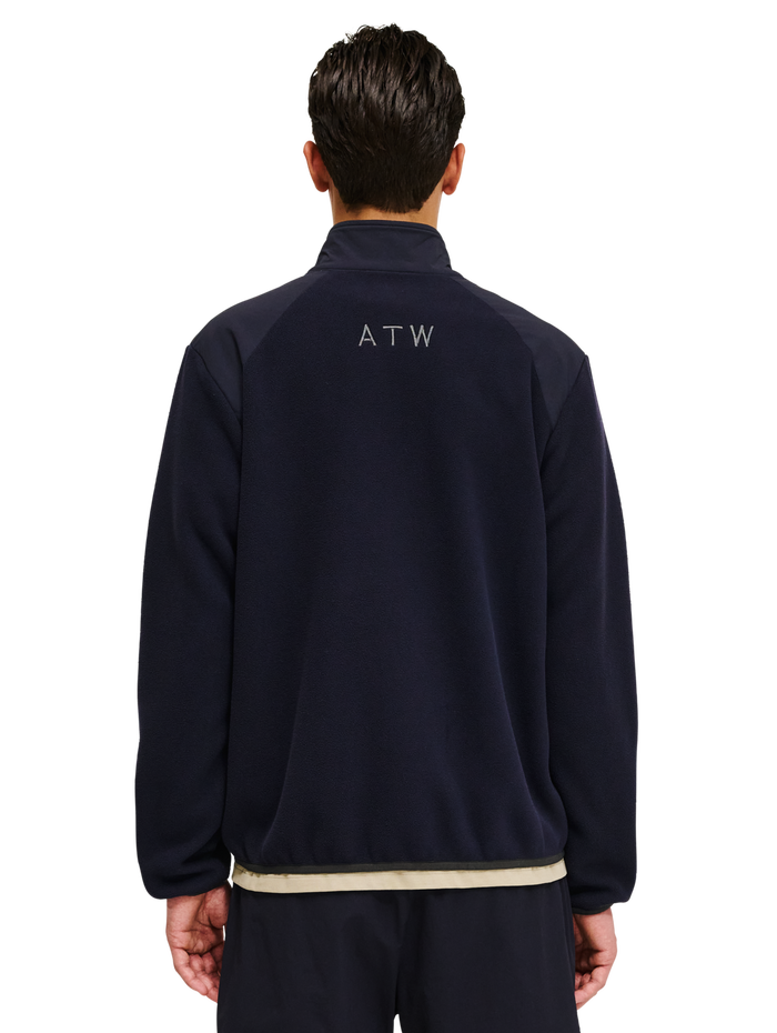 HALO PANELED FLEECE JACKET, DEEP WELL, model