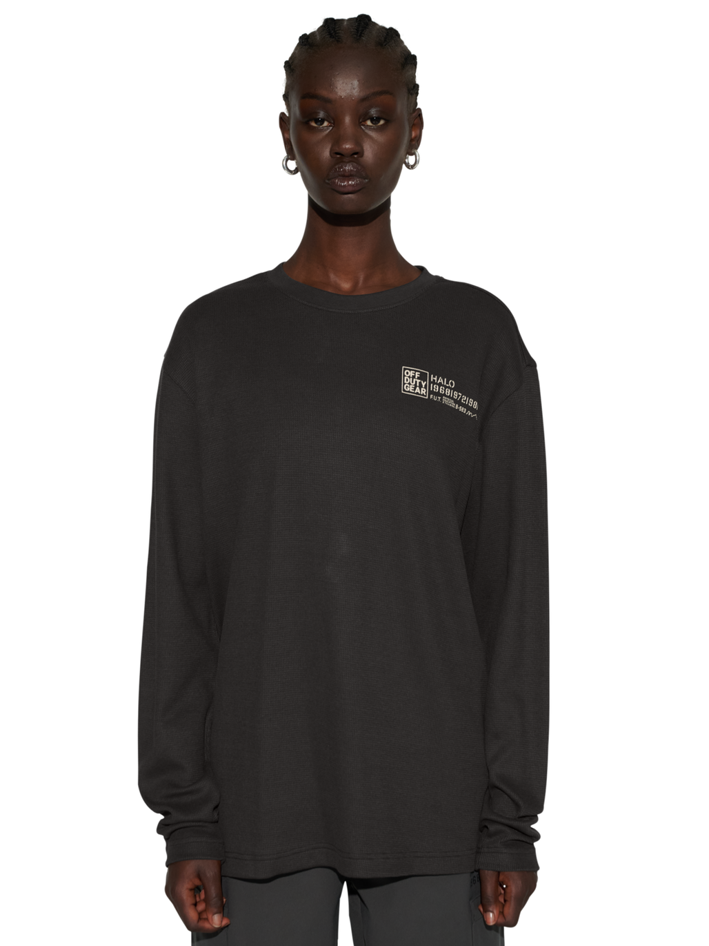 HALO GEAR WAFFLE L/S T-SHIRT 01, RAVEN, model