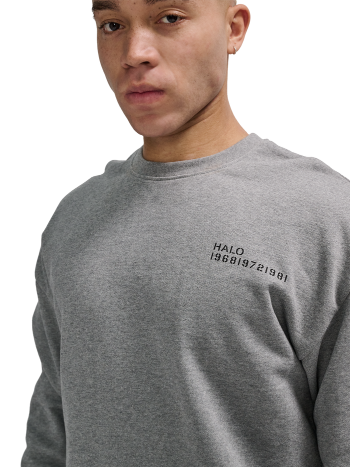 HALO ESSENTIAL CREW, GREY MELANGE, model
